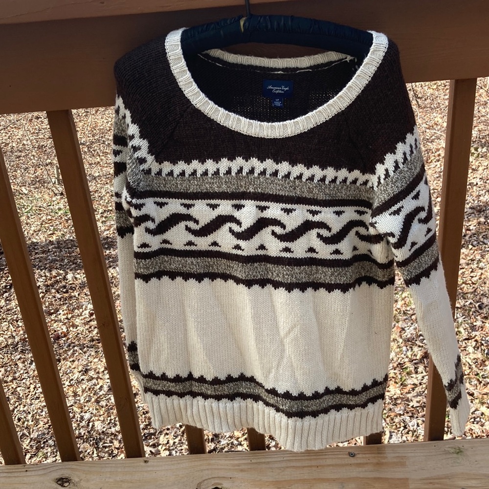 American Eagle wool blend fair isle style sweater